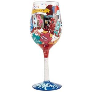 Hand Painted January Wine Glass